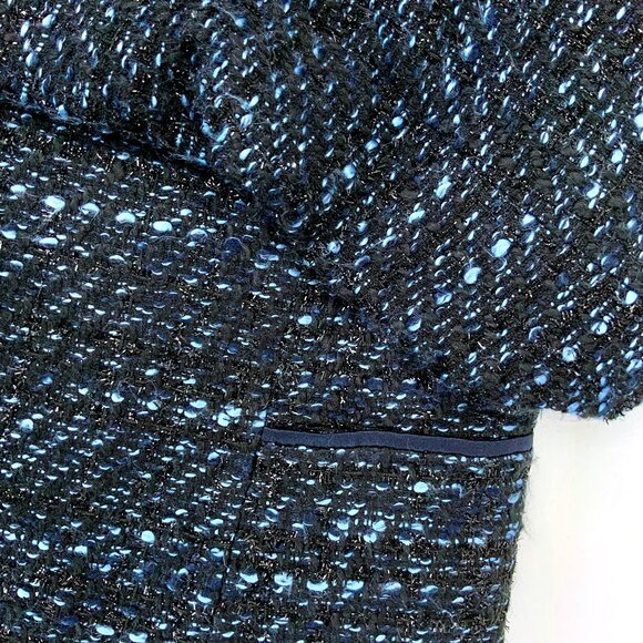 Elie Tahari Tori Blue Metallic Tweed Blazer Sz 10 - Picture 12 of 16